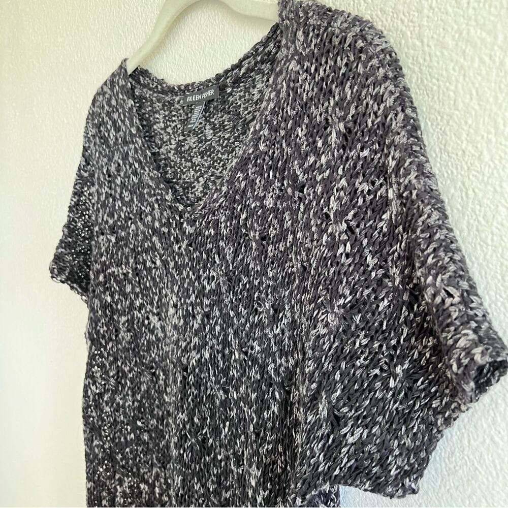 Eileen Fisher Ribbon Yarn Black Short Sleeve‎ Sweater - Picture 6 of 14